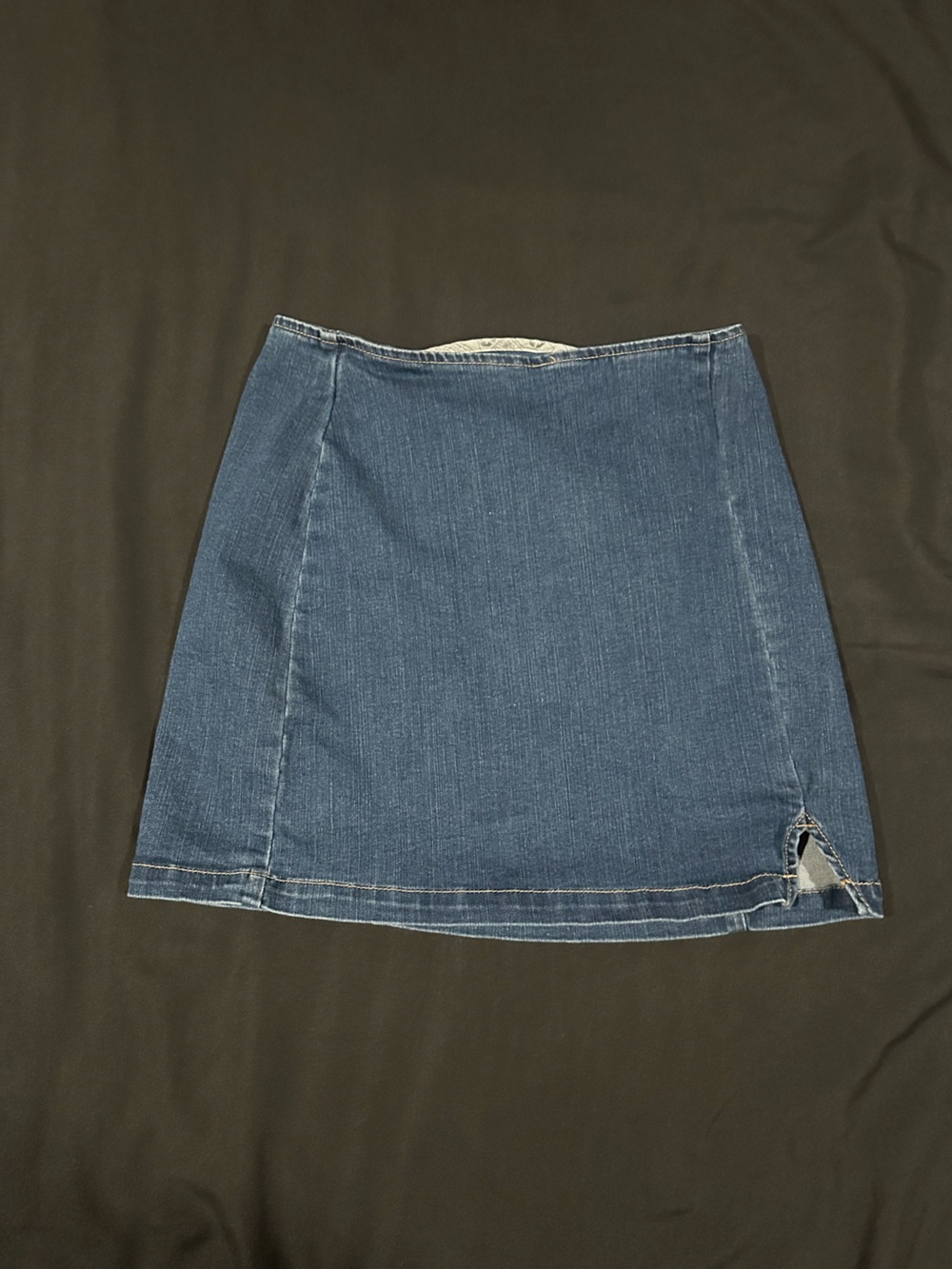 wild fable Dark Blue Denim Mini Skirt with Hem Slit